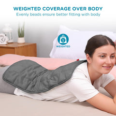 Comfytemp weighted heating pad positioned on the back for steady heat