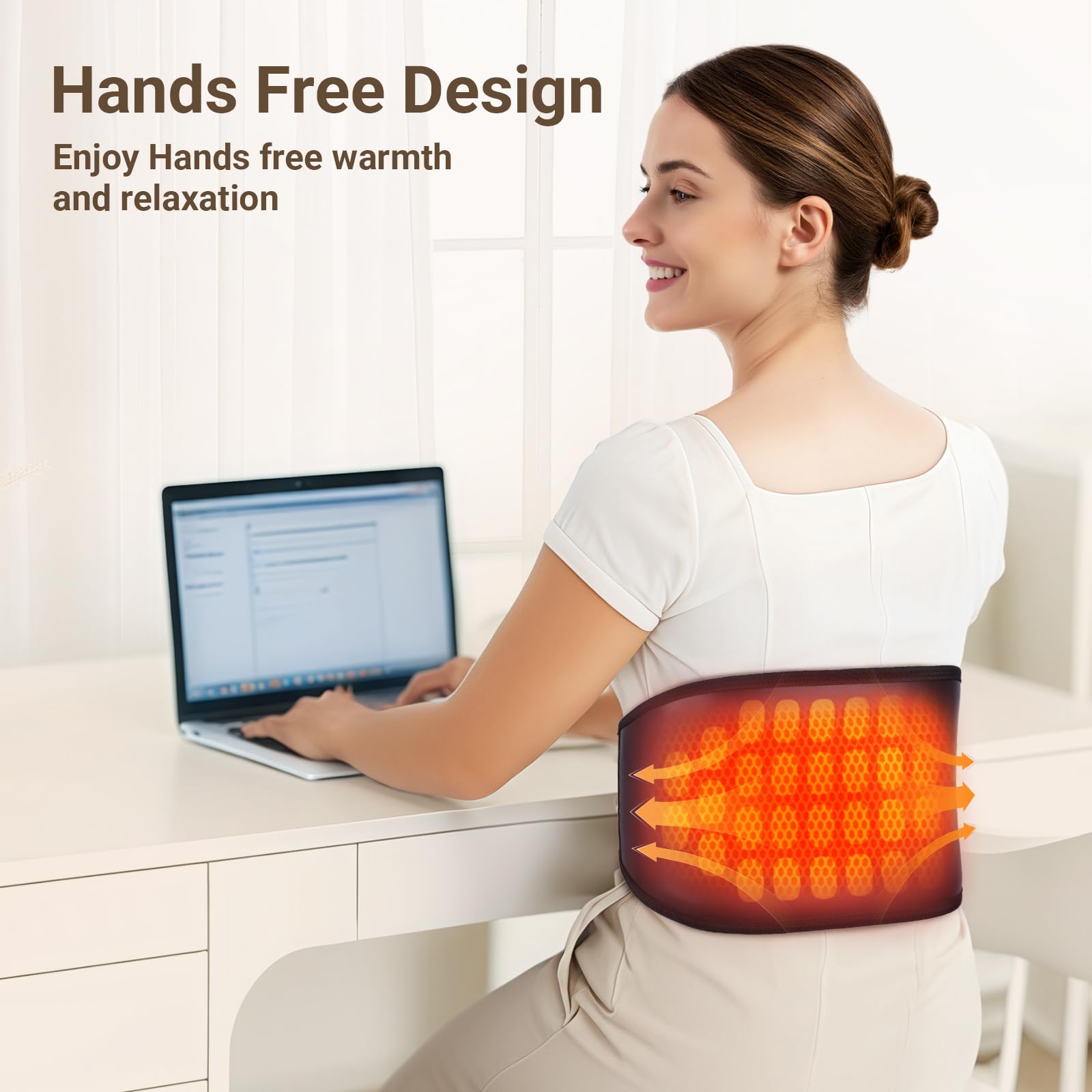 Comfytemp wide adjustable strap keeps the pad secure while seated or reclined