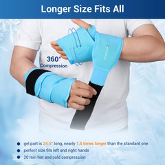 Comfytemp wrist ice pack wrap with thumb opening for comfortable wear during use