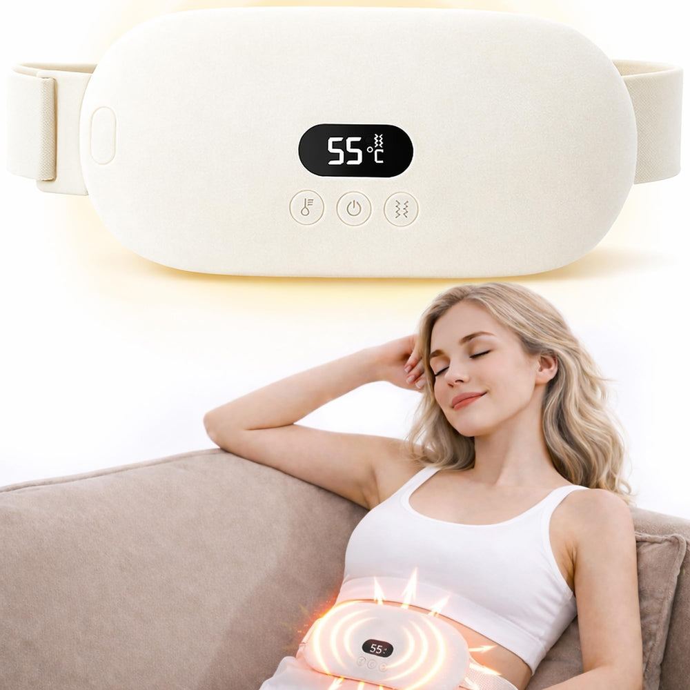 ComfyWon portable heating pad worn on the lower abdomen delivering targeted warmth.