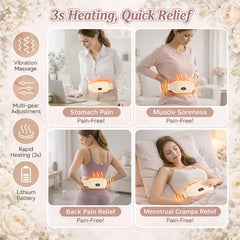ComfyWon cordless wearable heating belt allowing movement while warming the lower abdomen.