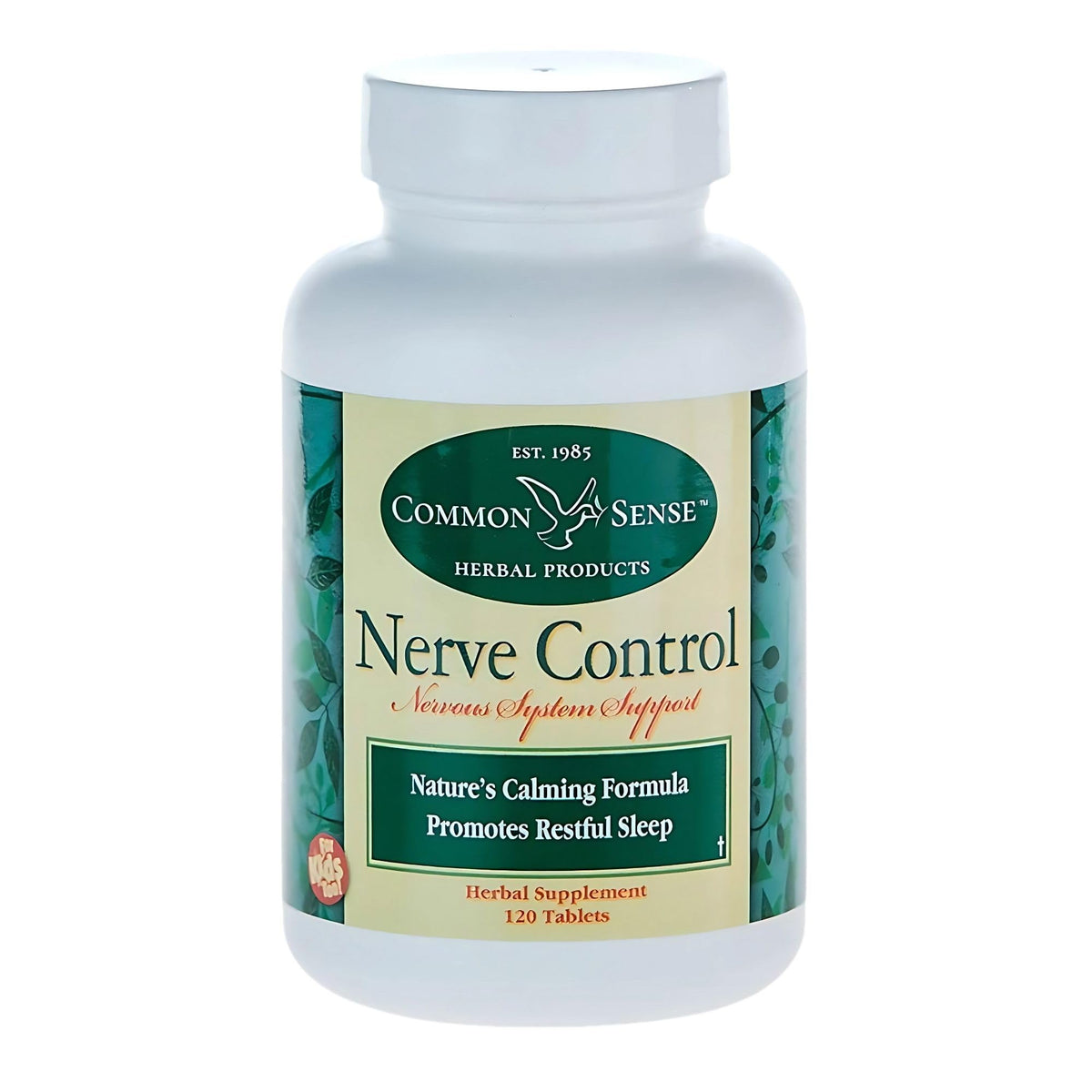Common Sense Herbal Products Nerve Control bottle front view for central nervous system support.