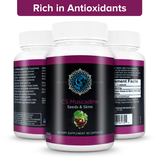 Commonsense Muscadine ingredients label shows nature-only components with no additives.