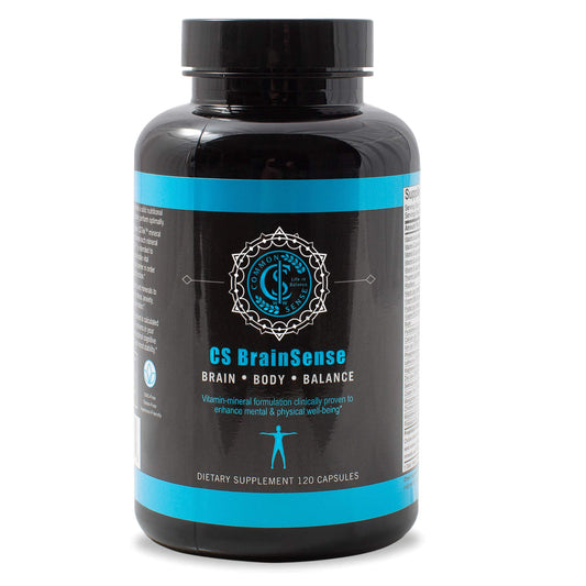 BrainSense bottle front label promoting mood stability and cognitive support
