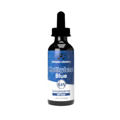 COMPASS LABORATORY Methylene Blue bottle—premium USP-grade formula in a glass container for purity.