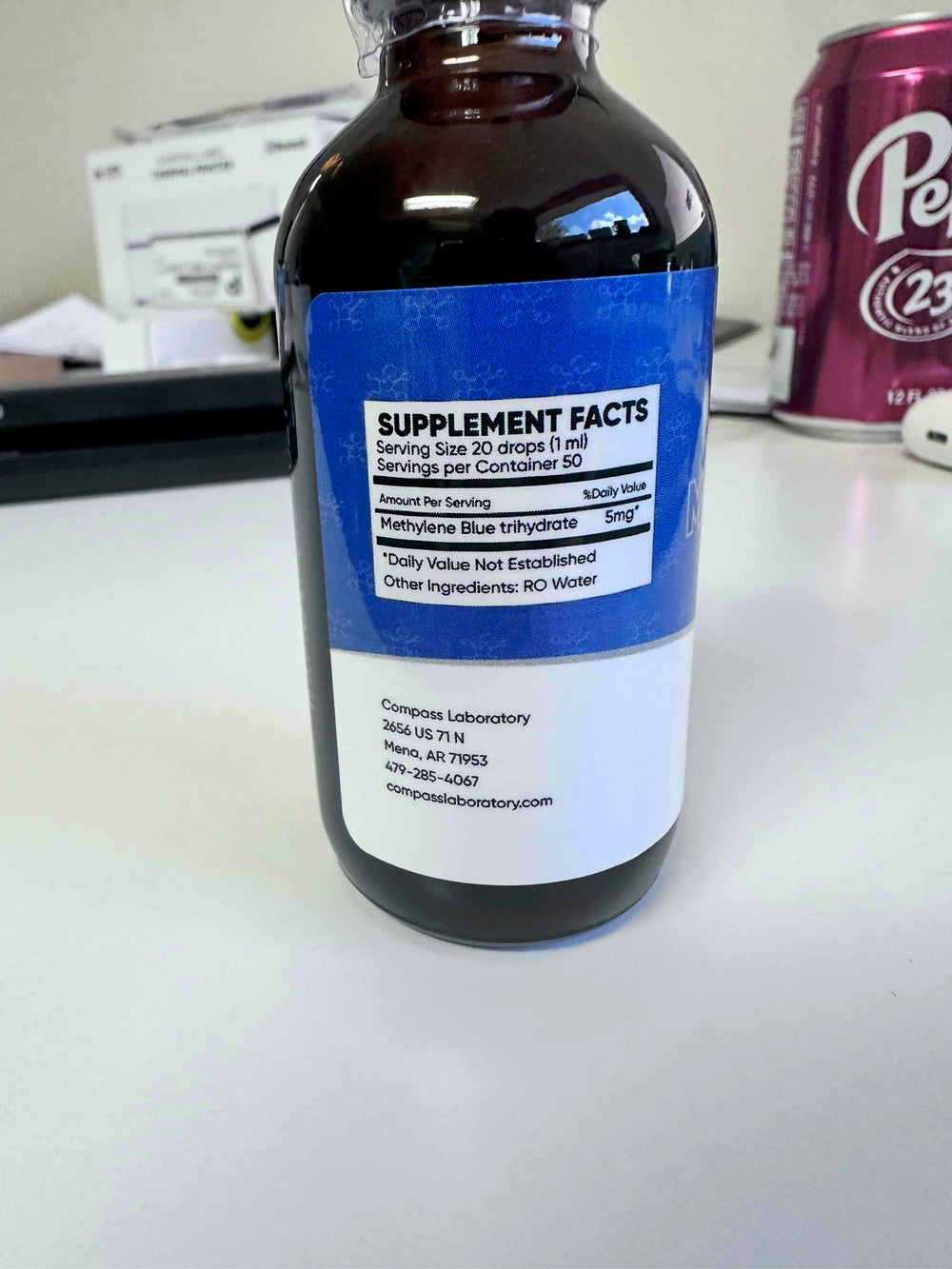 COMPASS LABORATORY Methylene Blue label-detail—high-detail labeling supports proper use.