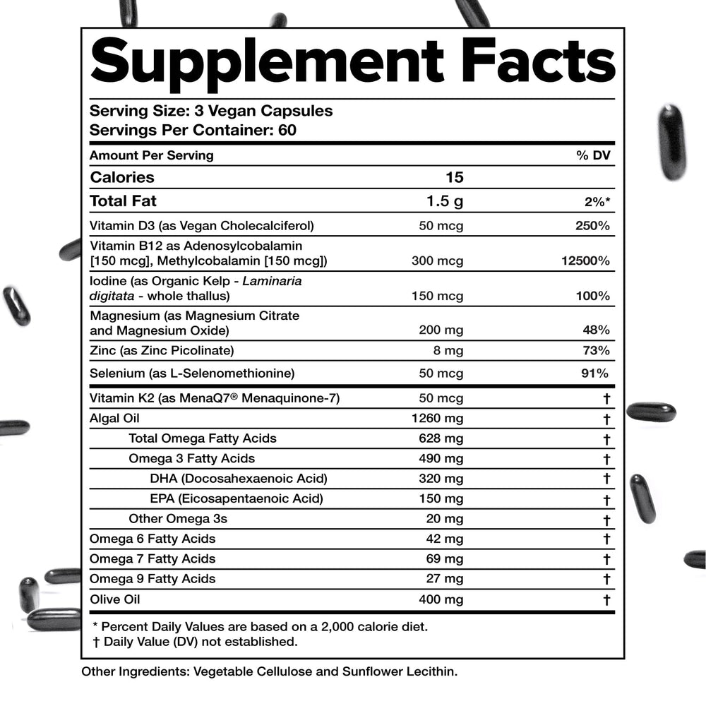 Immunity-focused icons on Complement Essential vegan multivitamin packaging