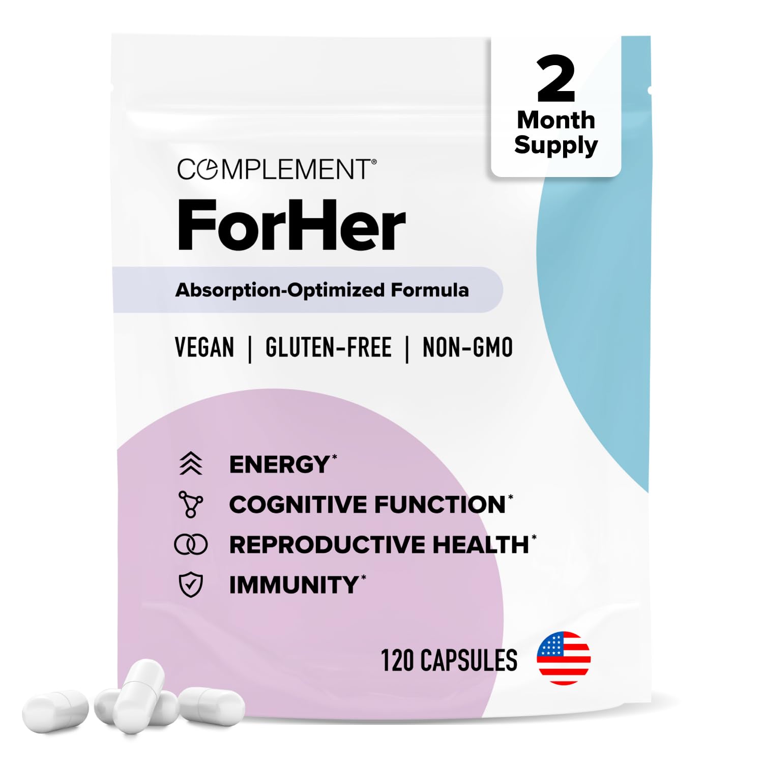Complement ForHer bottle for daily wellness routine.