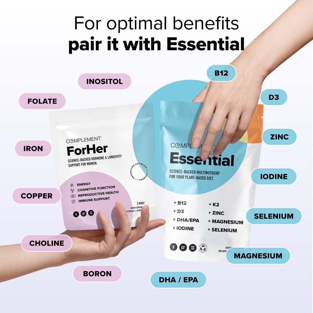Complement ForHer third-party lab testing seal for purity.