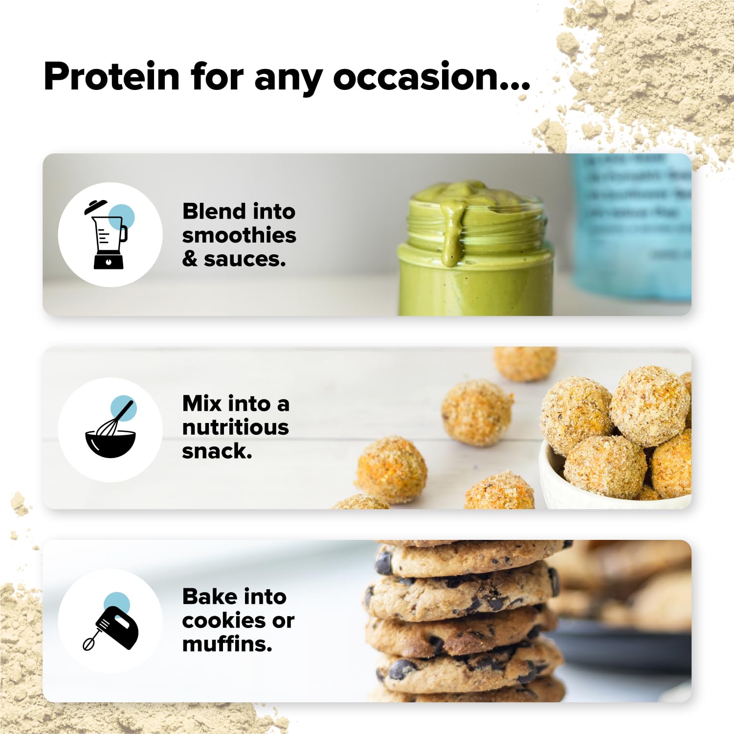 Complement Organic Unflavored Protein on the kitchen counter ready for recipes.