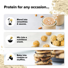 Complement Vanilla protein powder stirred into a glass for a quick protein shake