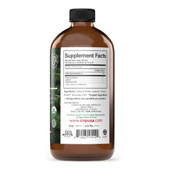 Label close-up shows Organic, alcohol-free concentrate from Complete Natural Products.