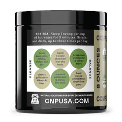 Complete Natural Products Chanca Piedra powder bottle label highlighting kosher non-GMO USA.