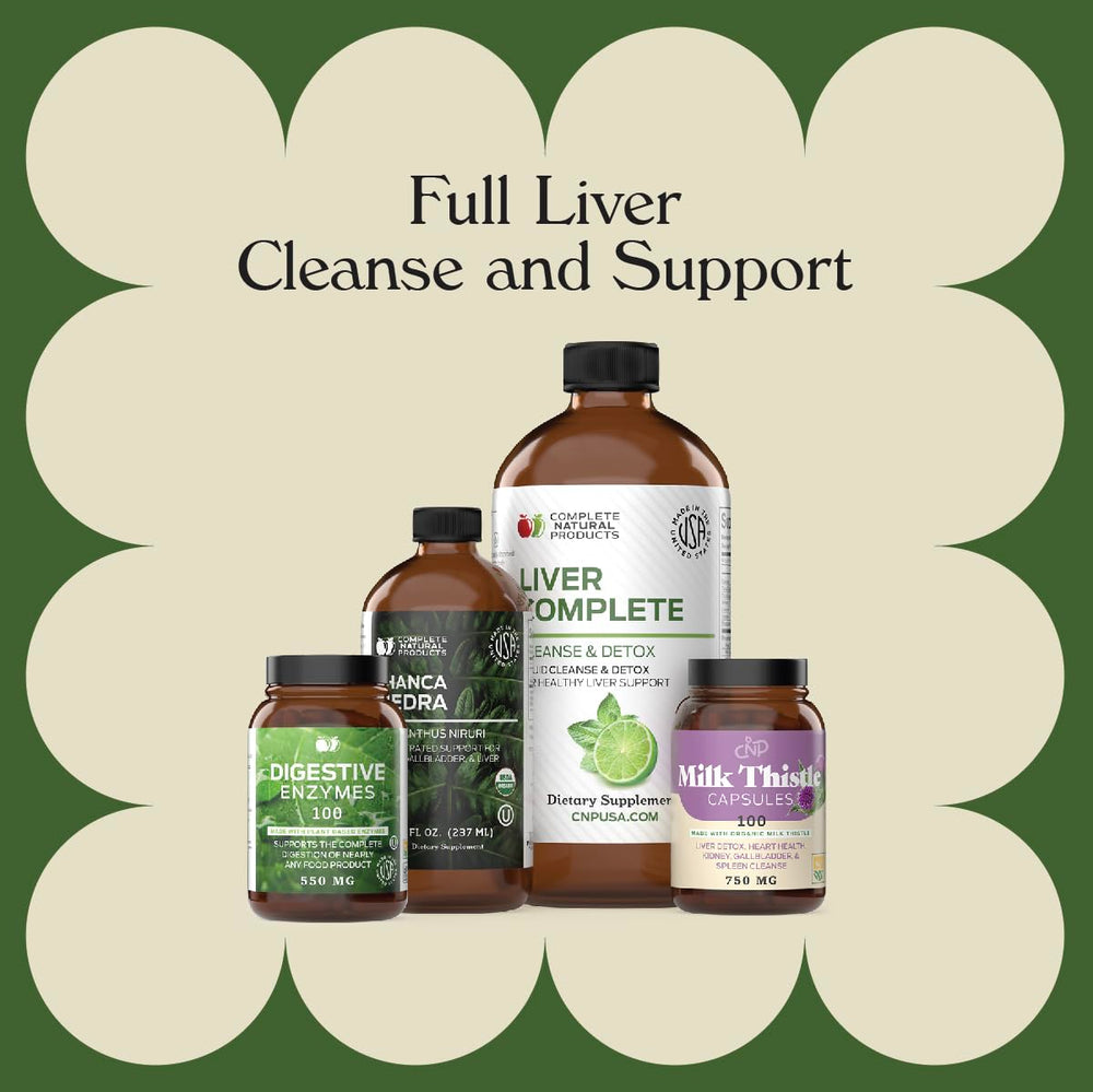 Complete Natural Liver Complete Bundle ingredients list shown, highlighting key plant-based components