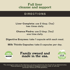 Complete Natural Liver Complete Bundle label detail reflects organic and kosher certification