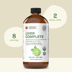 Family-crafted care shown with Complete Natural Liver Complete Liquid packaging.