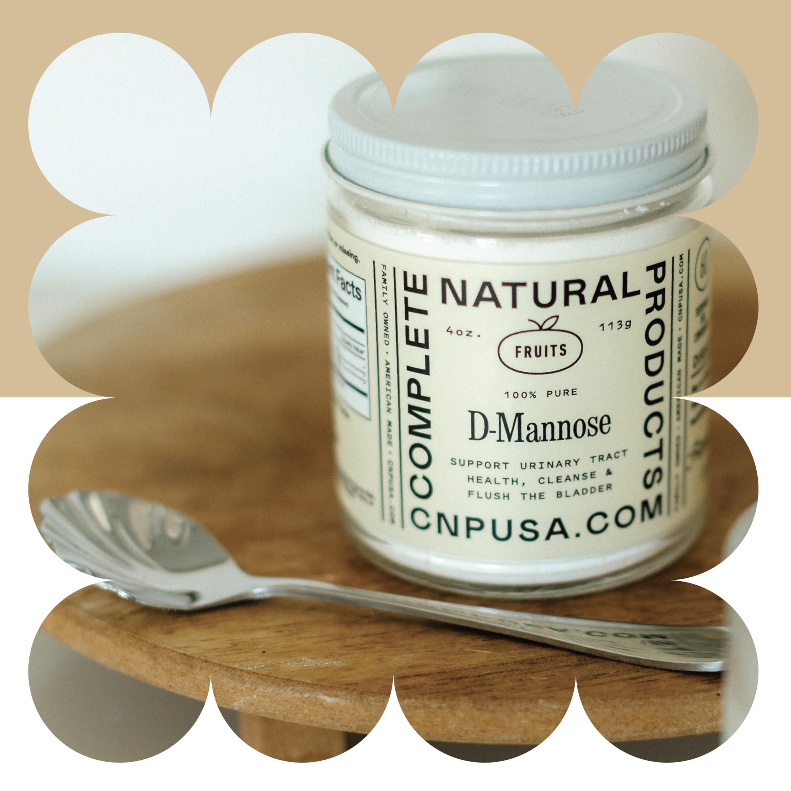 Close-up of CNP D Mannose bottle with clean label.