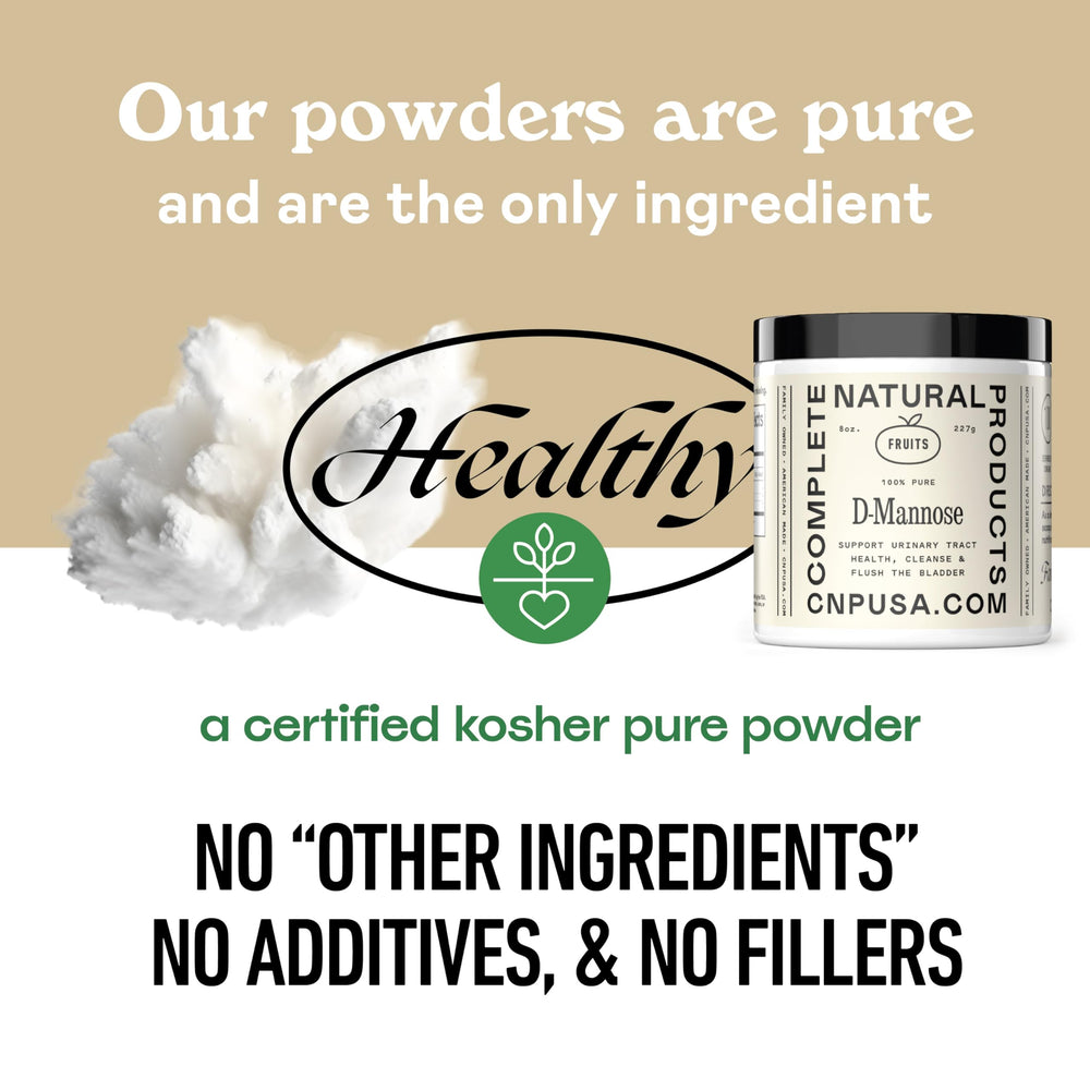 Kosher certified packaging of Complete Natural Products D Mannose.