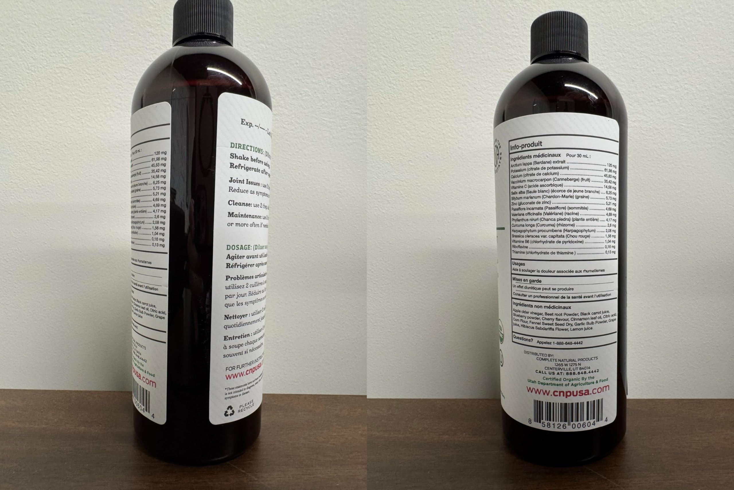 Complete Natural Products bottle with glass of water for easy daily supplementation