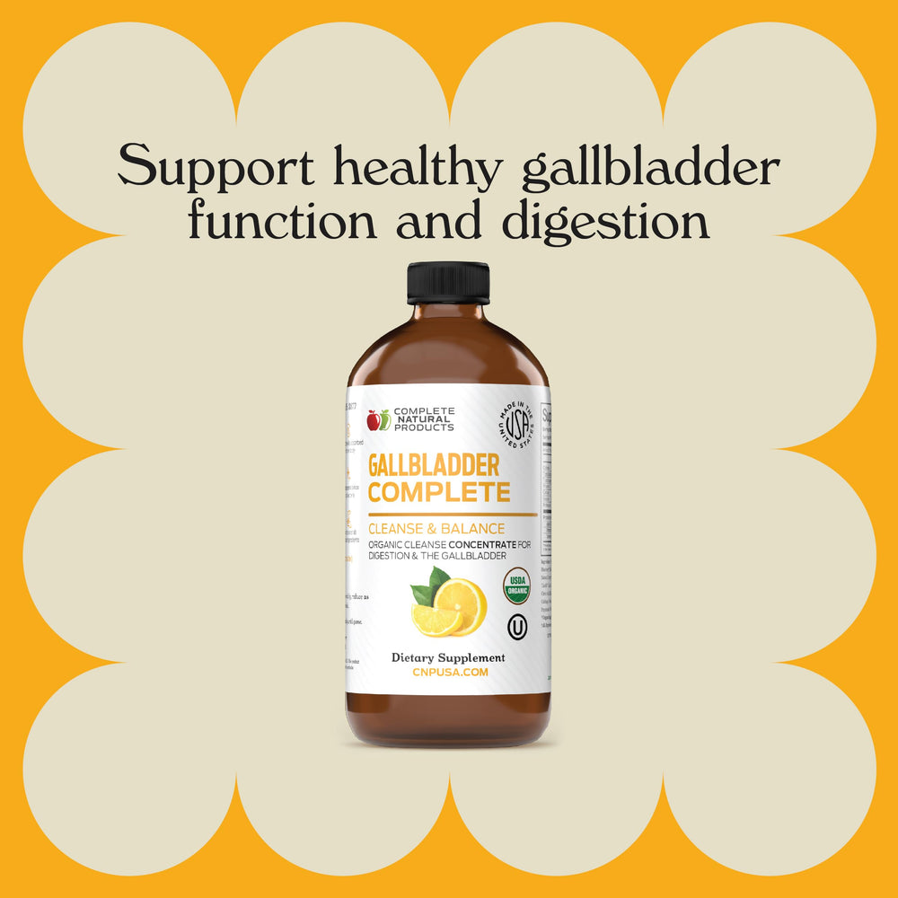 Complete Natural Products Gallbladder Stone Breaker packaging features organic certification and USA production