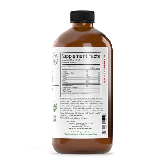 Complete Natural Uric Acid Complete bottle side label showing ingredient blend.