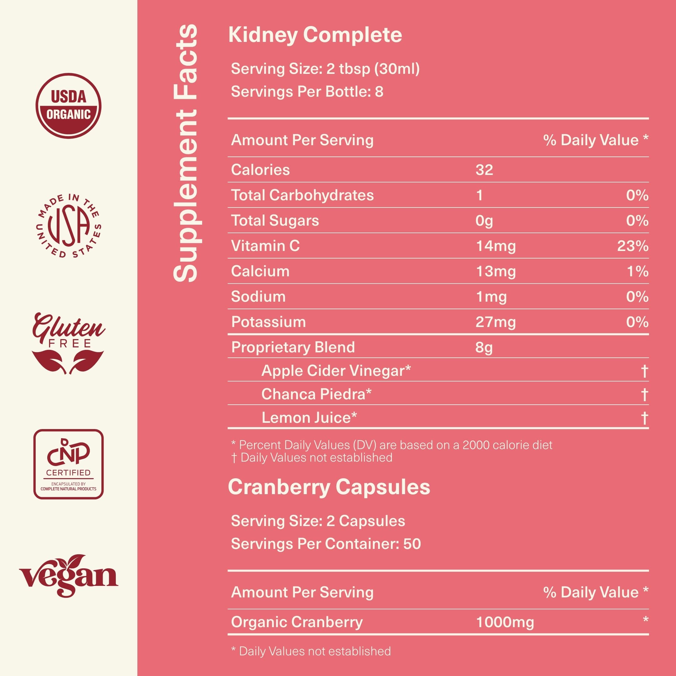 Complete Natural Urinary Tract Complete Bundle label details organic and kosher certifications.