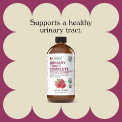 Complete Natural Urinary Tract Complete ingredients panel highlights cranberry, D-Mannose, lemon, and beet root.