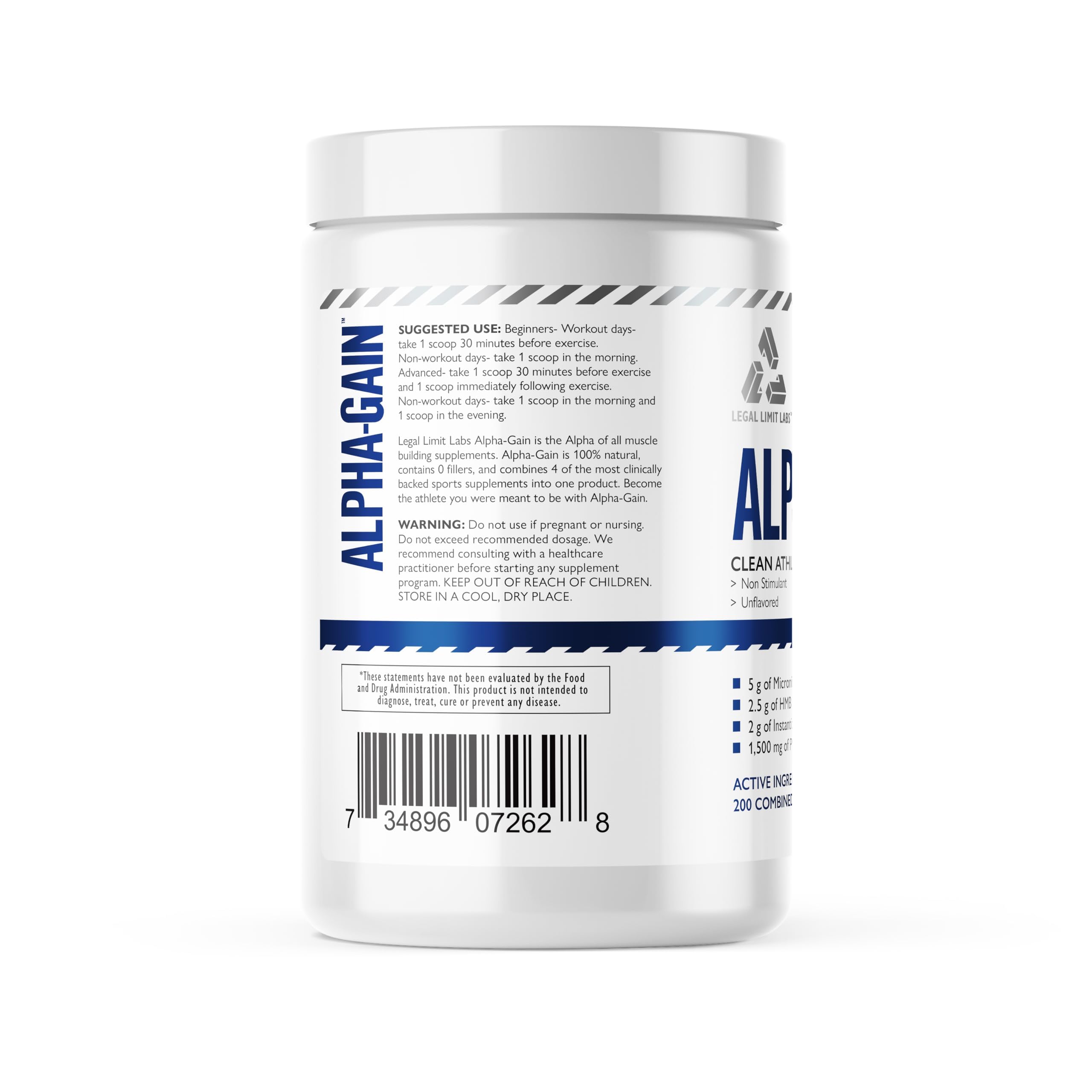 Complete Nutrition Alpha Gain ingredient list; creatine, HMB, leucine, phosphatidic acid.