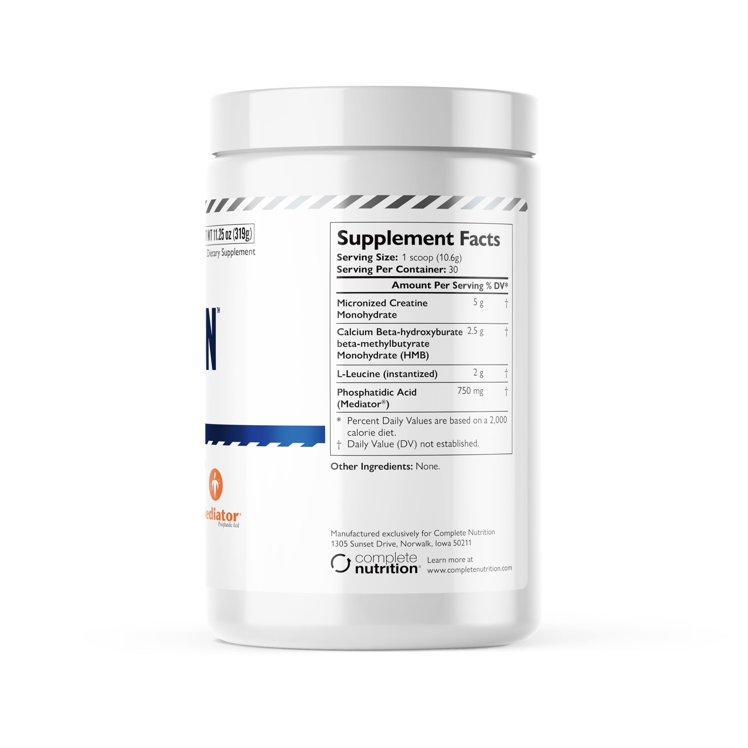 Complete Nutrition Alpha Gain scoop dispersion; precise dosing for training support.