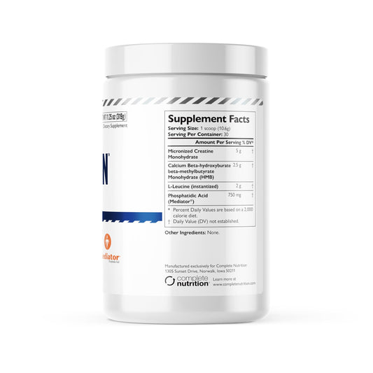 Complete Nutrition Alpha Gain scoop dispersion; precise dosing for training support.