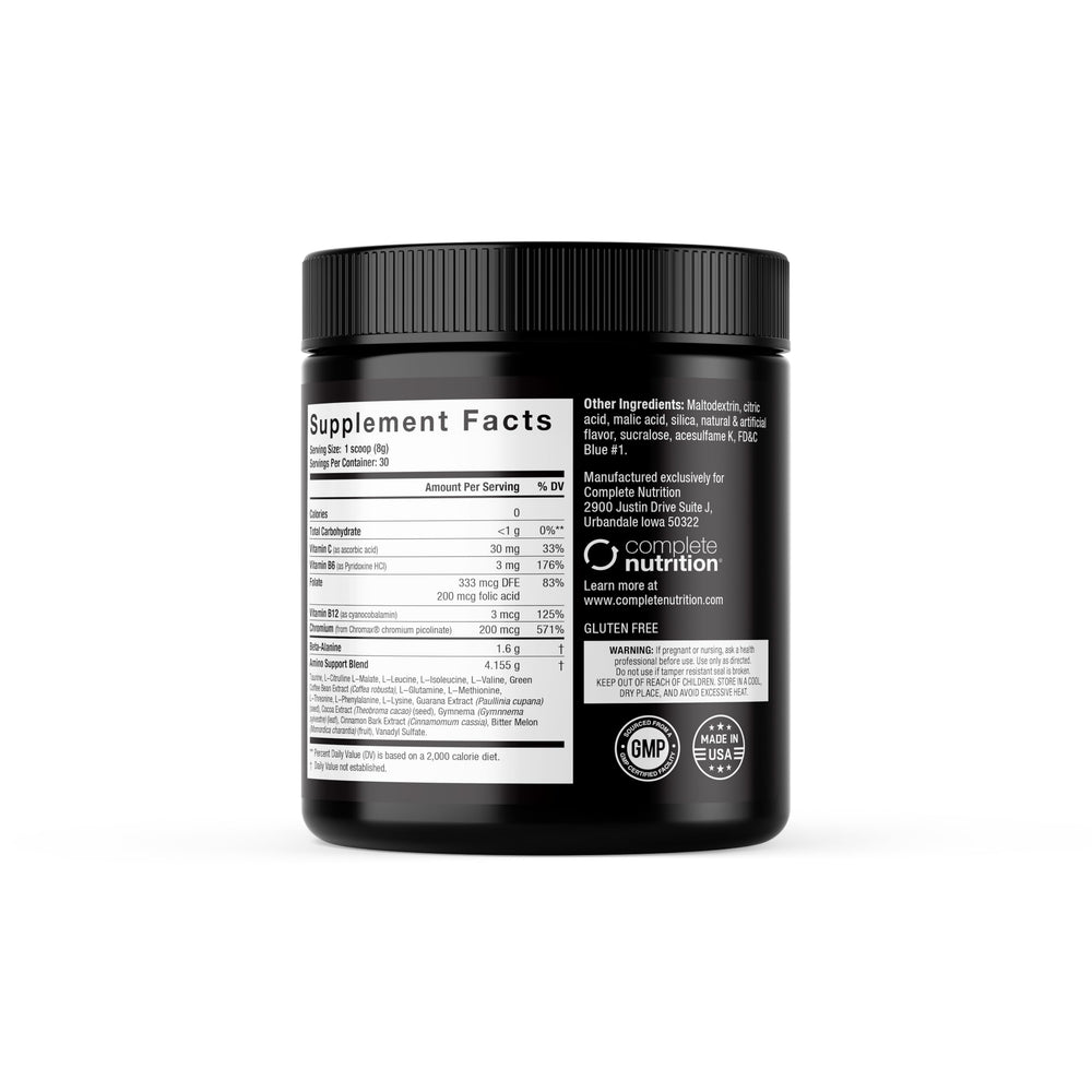 Complete Nutrition Elite Gold Amino Uptake scoop and powder ready for quick mixing and recovery.