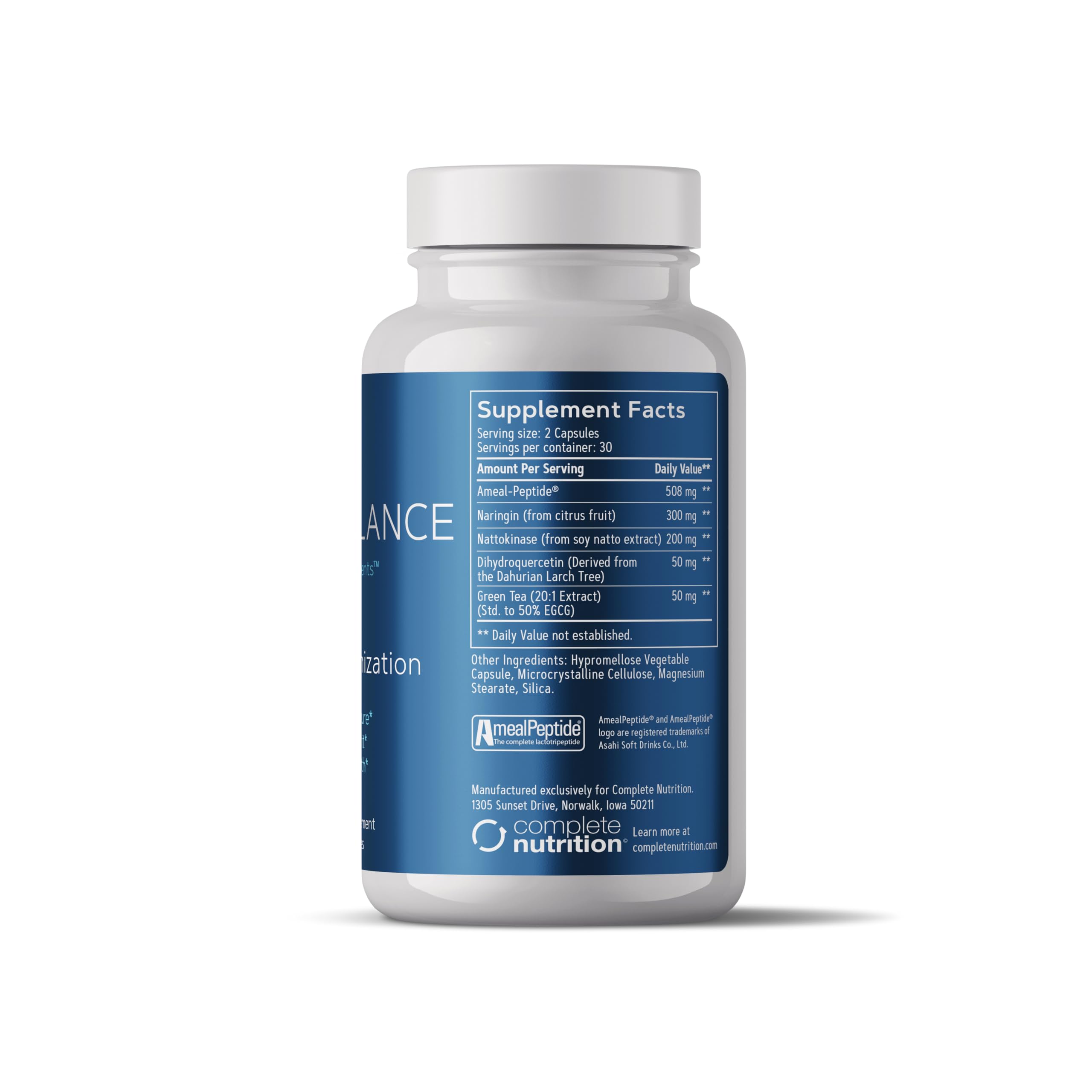 Complete Nutrition HemoBalance label info showing ingredients and potential circulatory benefits.