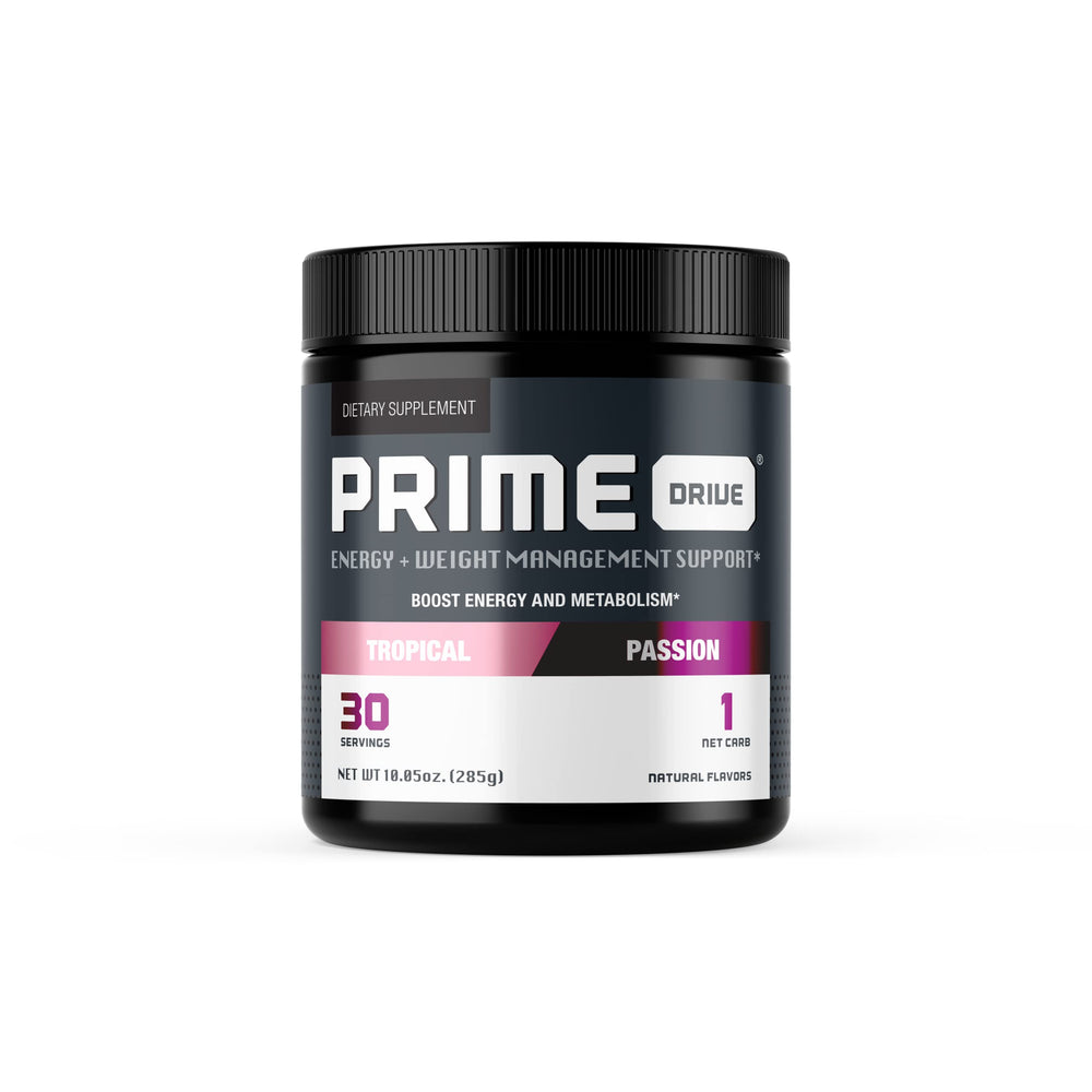 Complete Nutrition Prime Drive Tropical Passion ingredients panel highlighting metabolism-supporting blend.