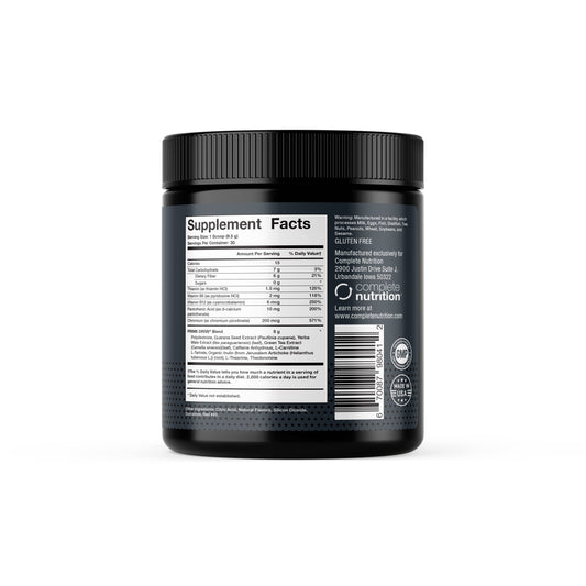 Complete Nutrition Prime Drive Tropical Passion scoop ready to mix for an energy lift.