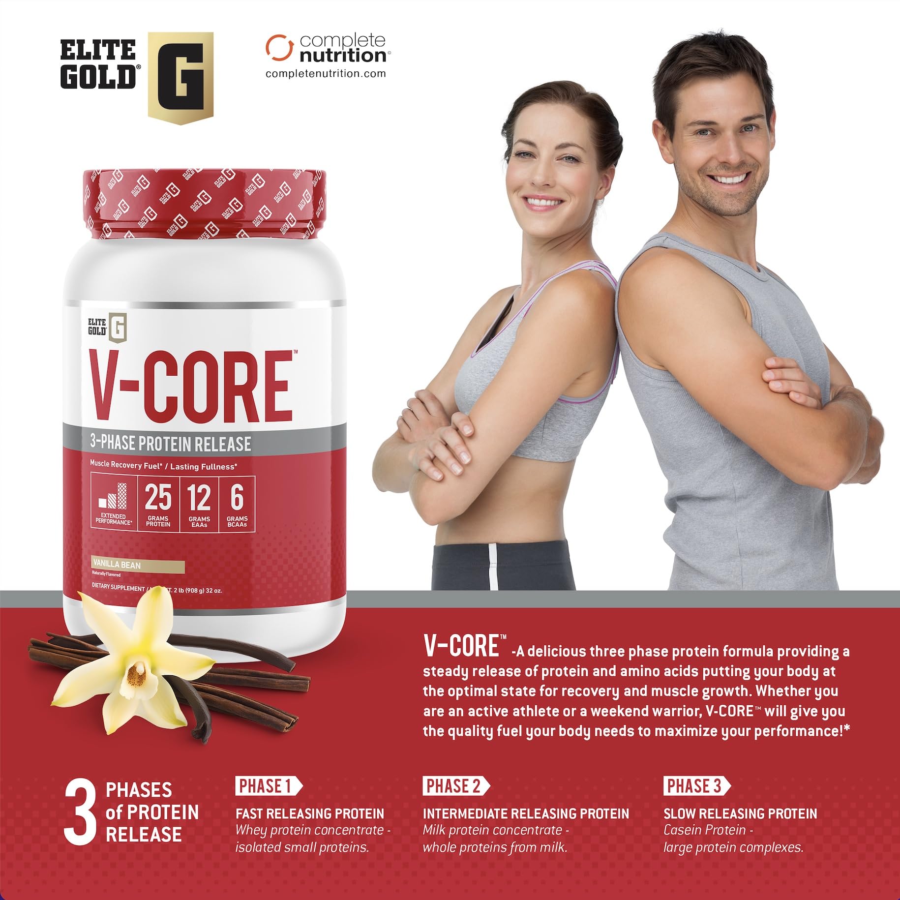 Complete Nutrition V-Core Vanilla serving glass ready for a keto style shake