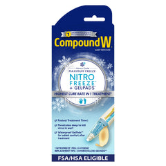 Compound W NitroFreeze pen for at home wart removal with deep freezing action.