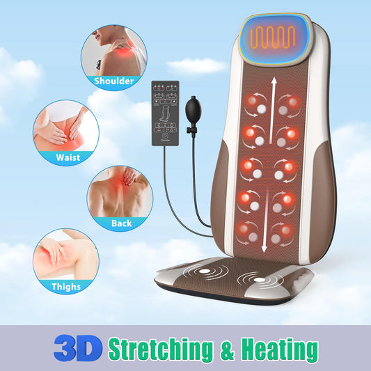 Comrelax back massager with heat offers soothing warmth during sessions.
