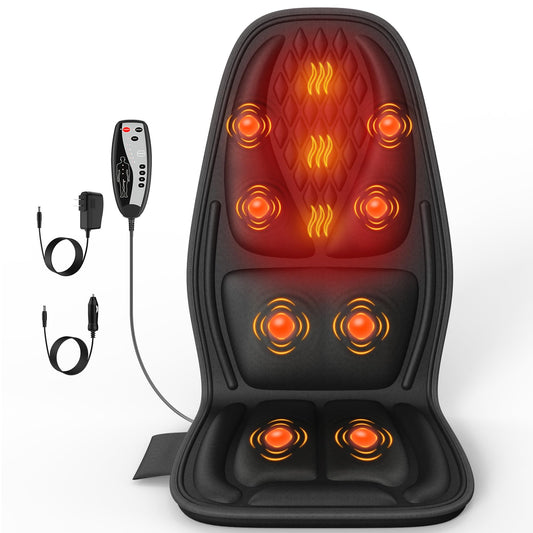 Comrelax back massager with heat delivers soothing warmth for tense shoulders.