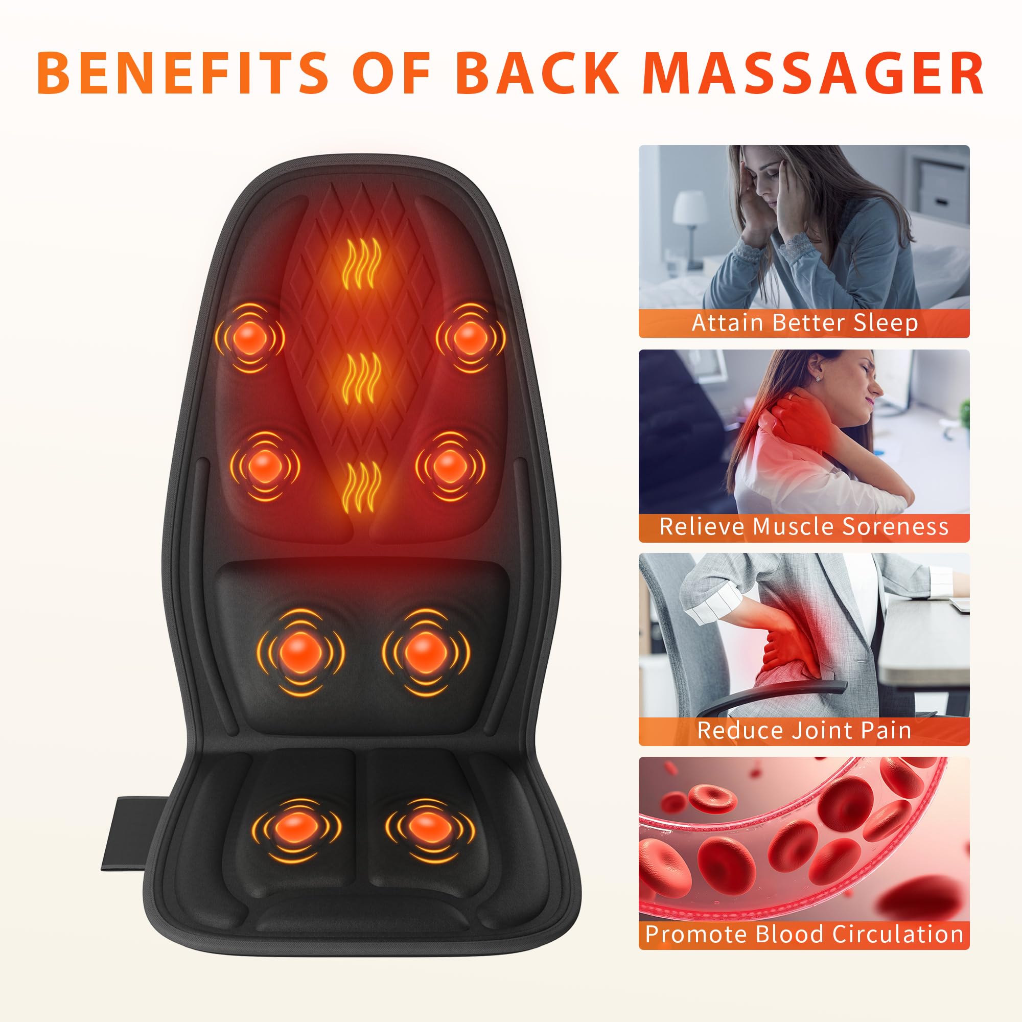 Comrelax handheld controller enables quick mode and heat adjustments.