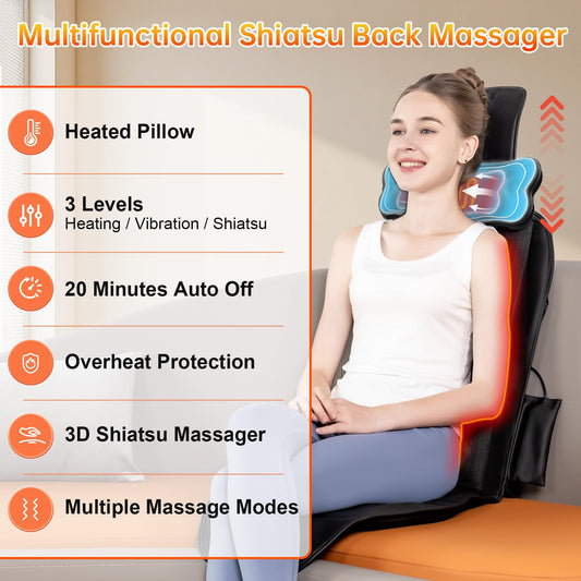 comrelax shiatsu massage cushion heat warms the back during use