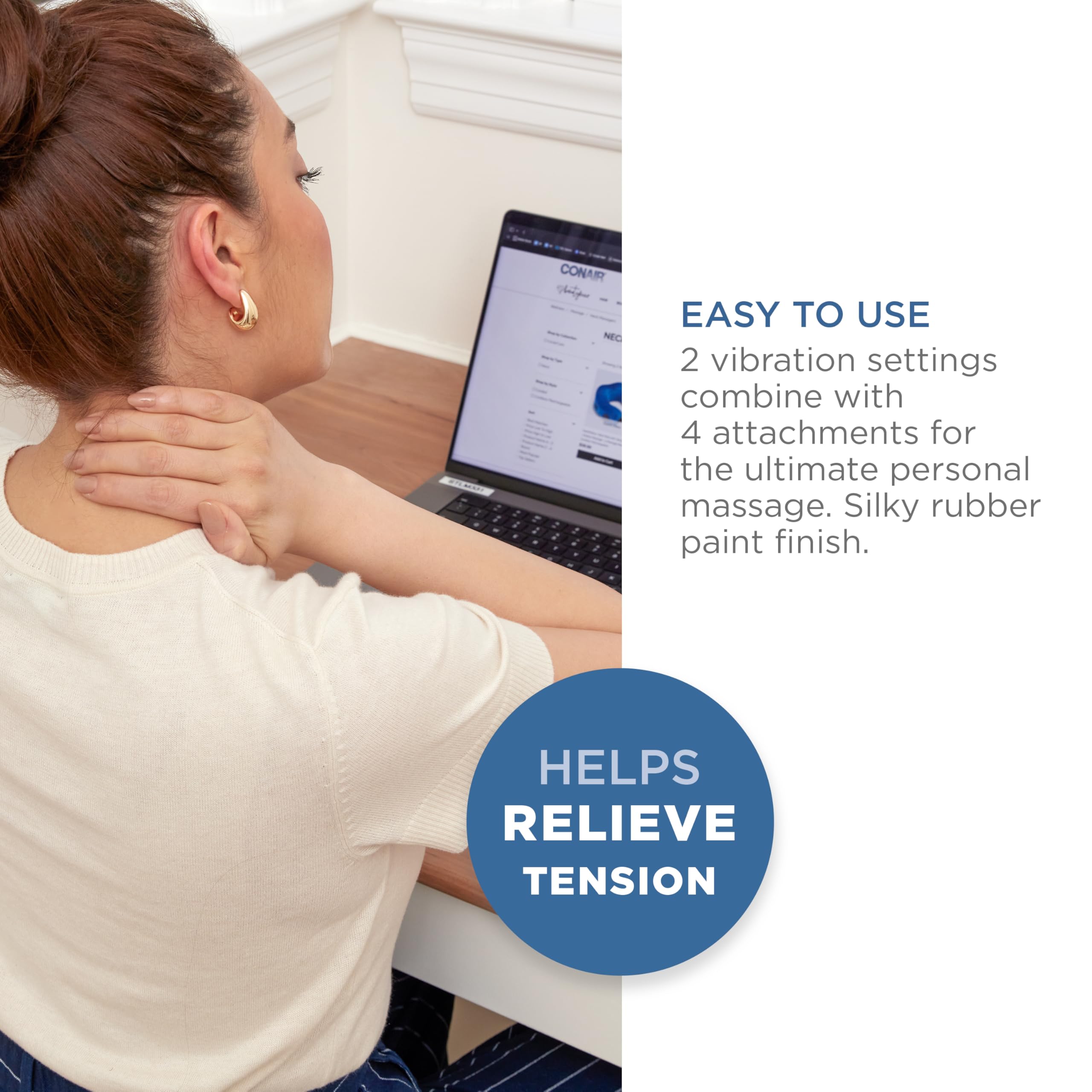 Conair brush attachment provides soothing scalp massage.