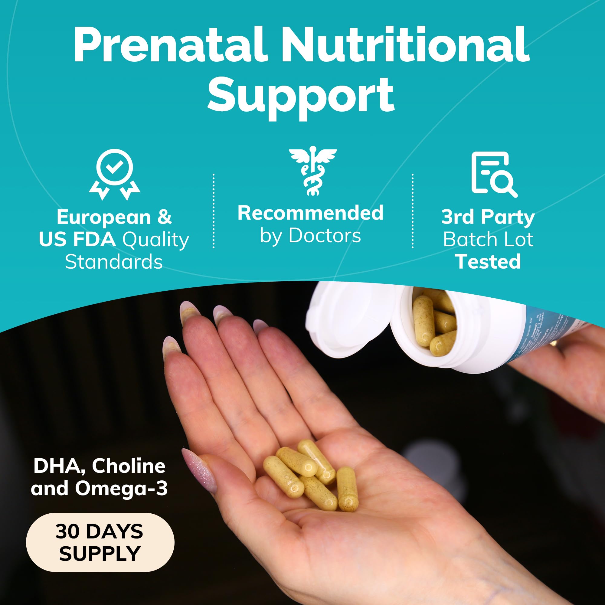 Conceive Plus Prenatal DHA and folic acid blend supports brain and eye development.