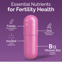 CONCEIVE PLUS bottle back label highlights key nutrients for preconception balance