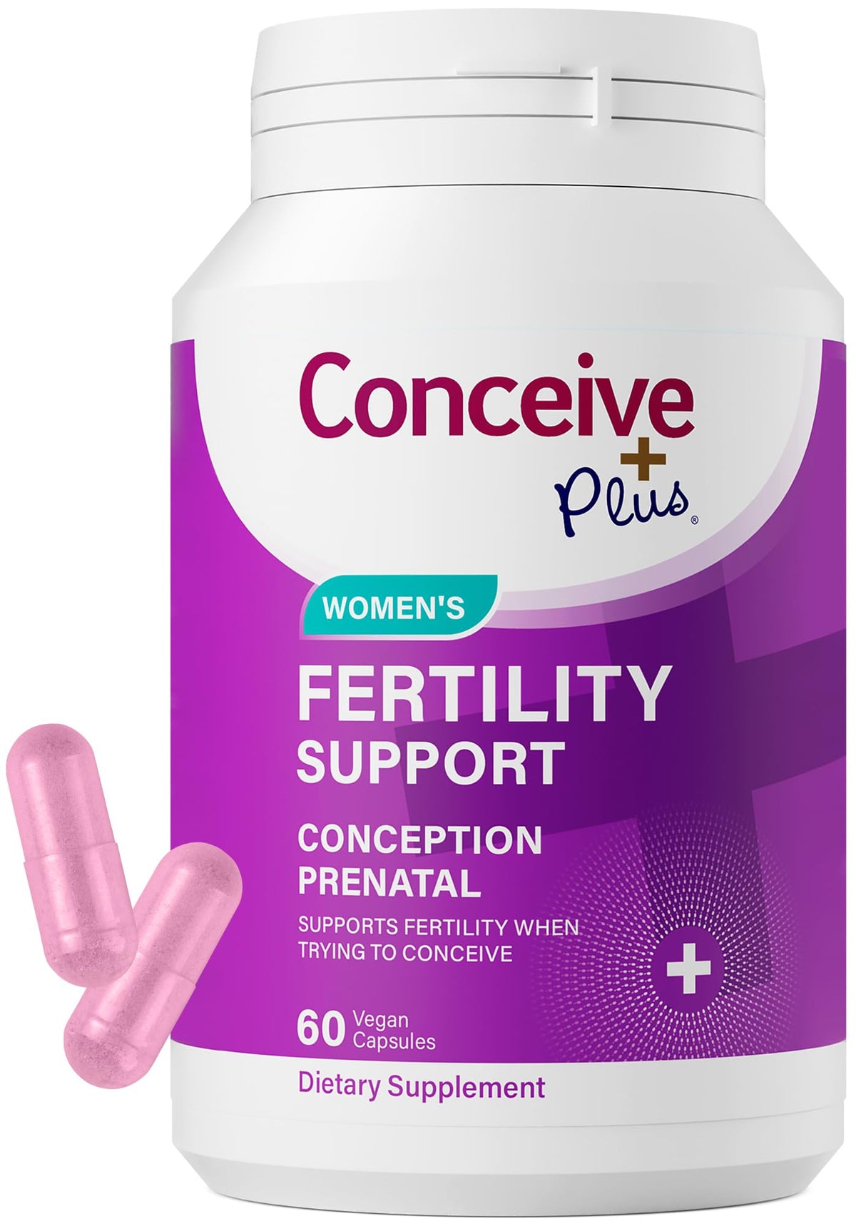 CONCEIVE PLUS Womens Fertility Support bottle front showing a trusted prenatal supplement