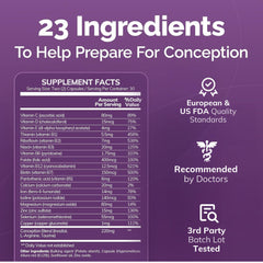 Close-up of CONCEIVE PLUS capsules for daily fertility support