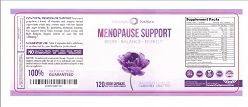 Close-up of Concepta Solutions capsules for hot flashes and mood balance.
