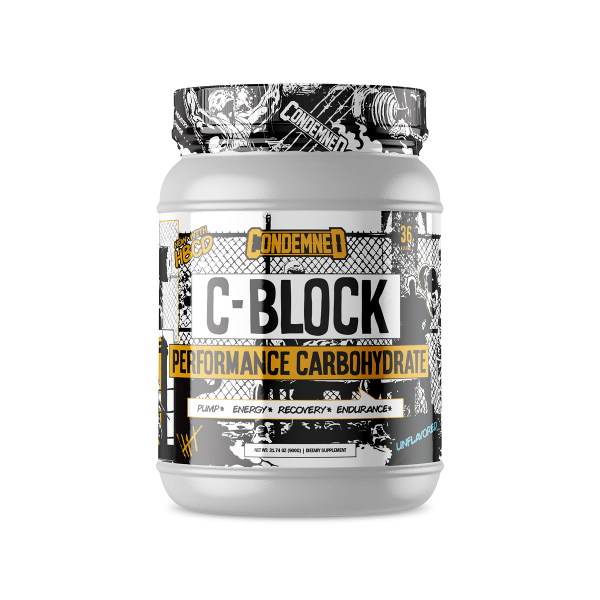 Condemned Labz C-Block bottle being poured for fast workout energy.