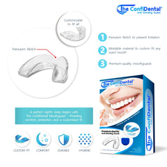 ConfiDental slim-durable design cushions teeth while preserving a natural bite.