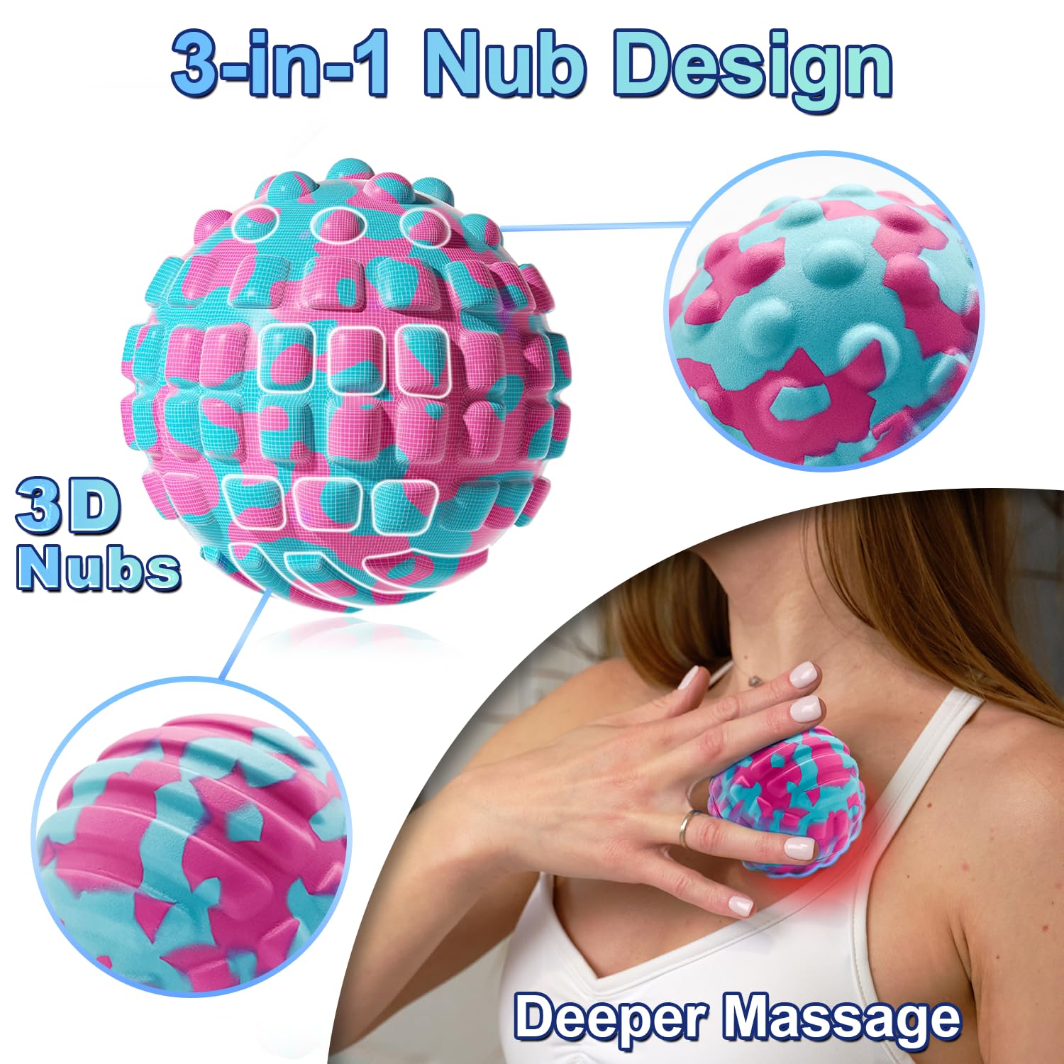 Coniflor portable massage ball fits in a bag for quick relief