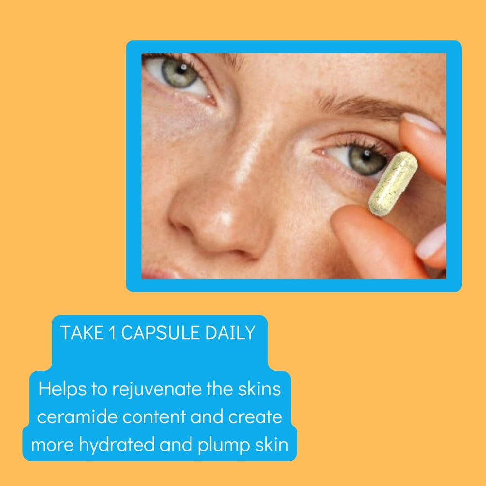 Capsules pouring from Consult Health Age Proof bottle for daily skin support.
